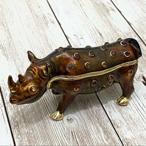 Artform Black Rhino Rhinoceros Enamel Trinket